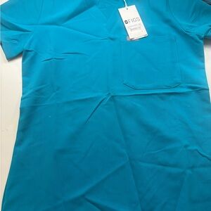 Figs Teal V-Neck Scrub Top
